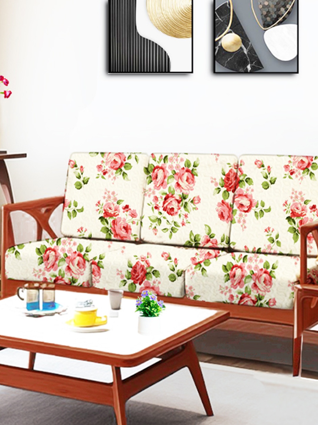 ohello 6 Pcs Cream & Red Stretchable Elasticated Printed Polyester Sofa Seat Covers
ohello 6 Pcs Cream & Red Stretchable Elasticated Printed Polyester Sofa Seat Covers