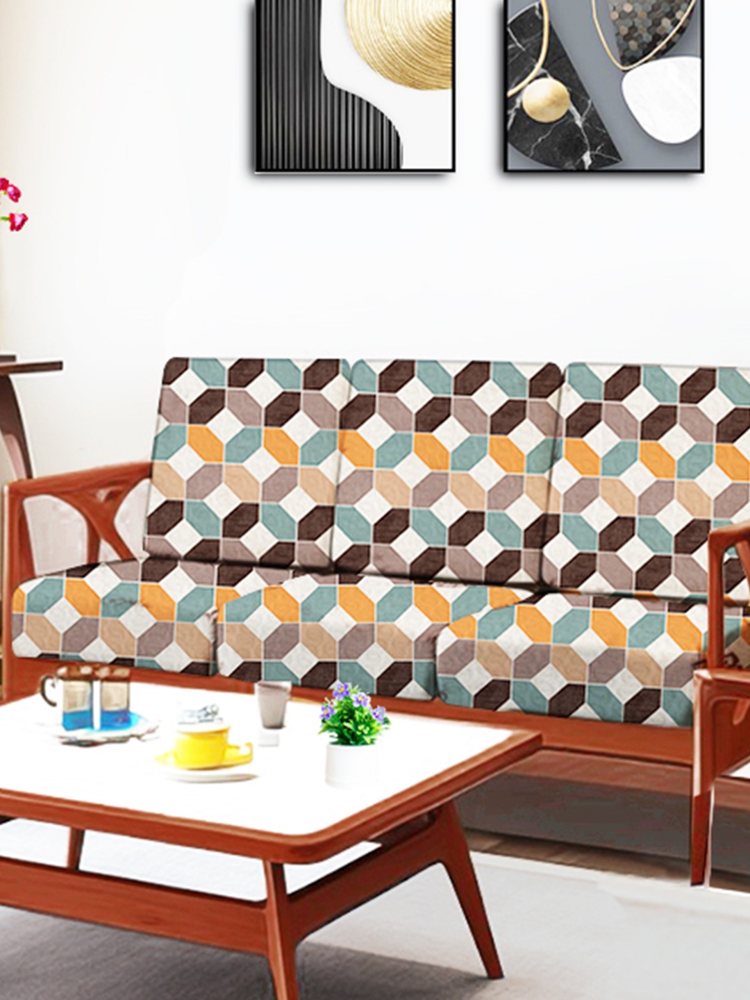 ohello 6 Pcs Beige & Orange Stretchable Elasticated Printed Polyester Sofa Seat Covers, Grey
ohello 6 Pcs Beige & Orange Stretchable Elasticated Printed Polyester Sofa Seat Covers, Grey