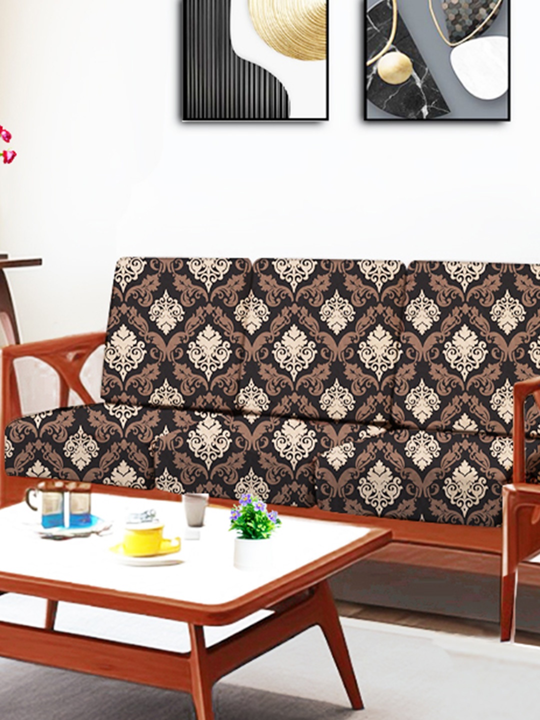 ohello 6 Pcs Brown & Cream Stretchable Elasticated Printed Polyester Sofa Seat Covers
ohello 6 Pcs Brown & Cream Stretchable Elasticated Printed Polyester Sofa Seat Covers