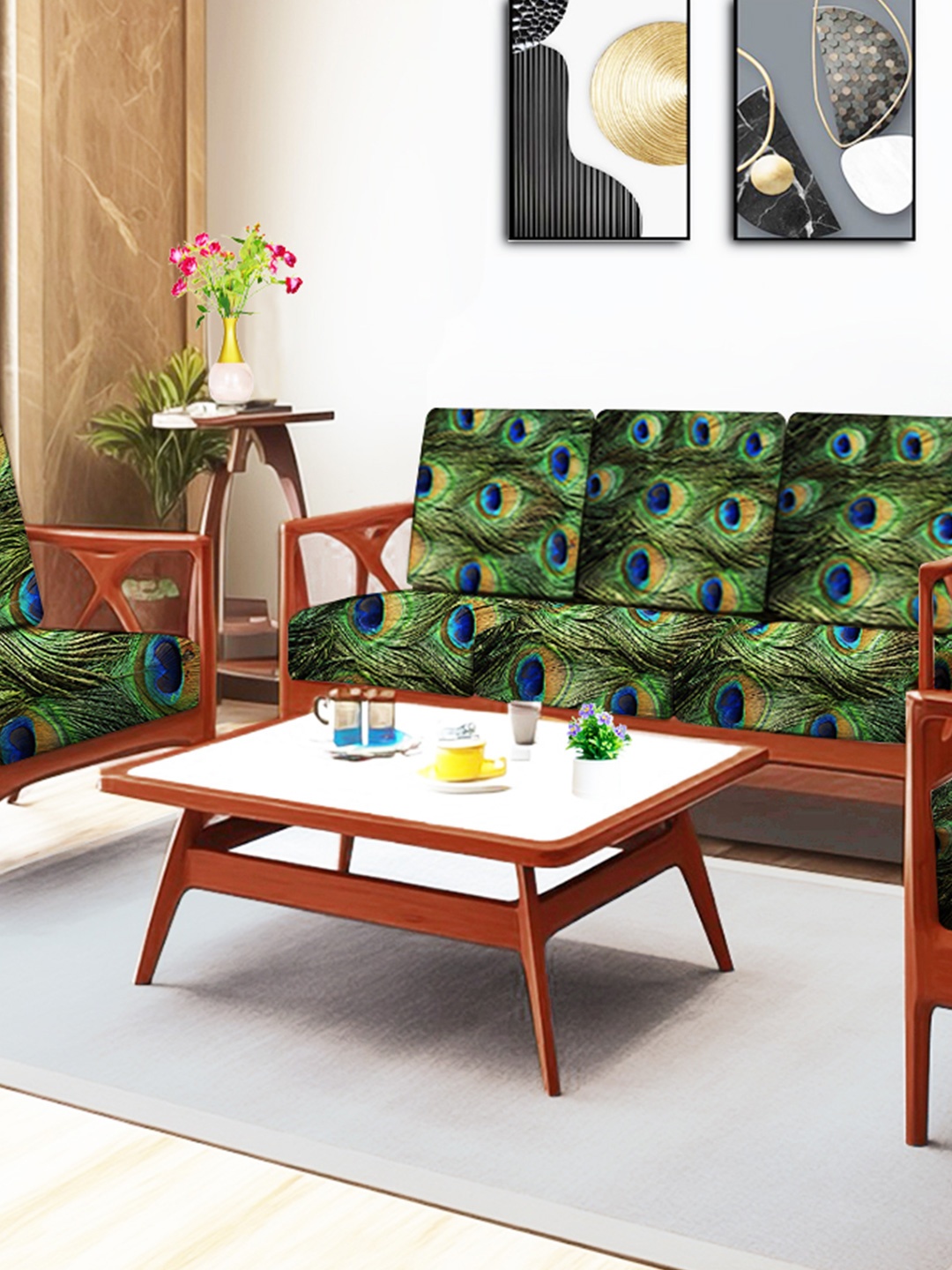 ohello 10 Pcs Blue & Green Stretchable Elasticated Printed Polyester Sofa Seat Covers
ohello 10 Pcs Blue & Green Stretchable Elasticated Printed Polyester Sofa Seat Covers