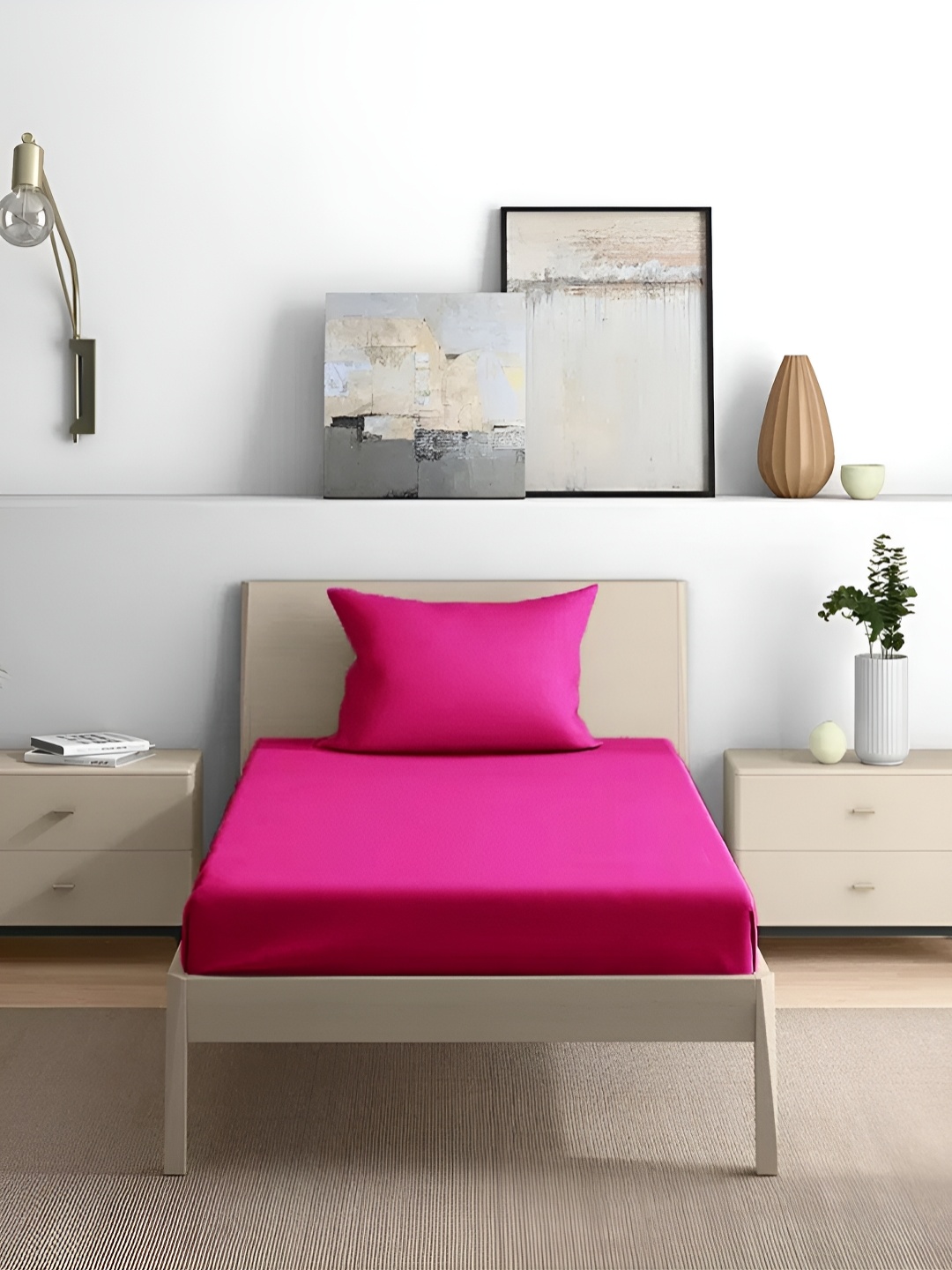 House of Owlet Hot Pink Solid Pure Cotton 210 TC Single Bedsheet with 1 Pillow Cover, Fuchsia
House of Owlet Hot Pink Solid Pure Cotton 210 TC Single Bedsheet with 1 Pillow Cover, Fuchsia