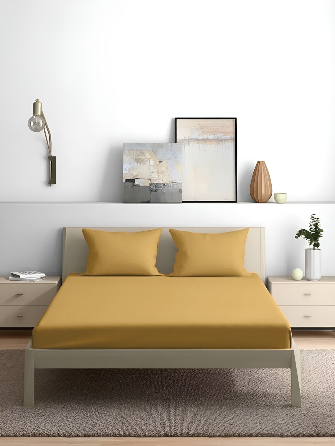 House of Owlet Gold-Toned Solid Pure Cotton 210 TC King Bedsheet with 2 Pillow Covers
House of Owlet Gold-Toned Solid Pure Cotton 210 TC King Bedsheet with 2 Pillow Covers