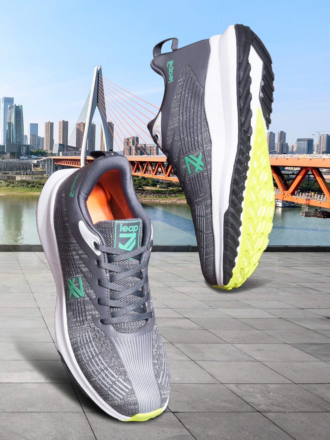 Liberty Men Textured Lace-Up Running Shoes, Grey