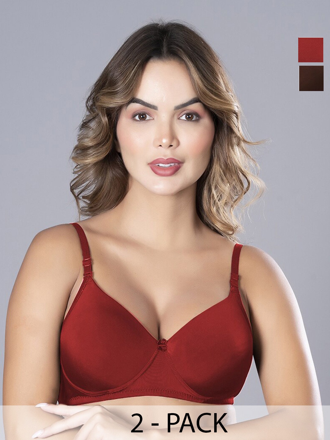 Herryqeal Pack of 2 Uderwired Lightly Padded T-shirt Bras With All Day Comfort, Maroon
Herryqeal Pack of 2 Uderwired Lightly Padded T-shirt Bras With All Day Comfort, Maroon