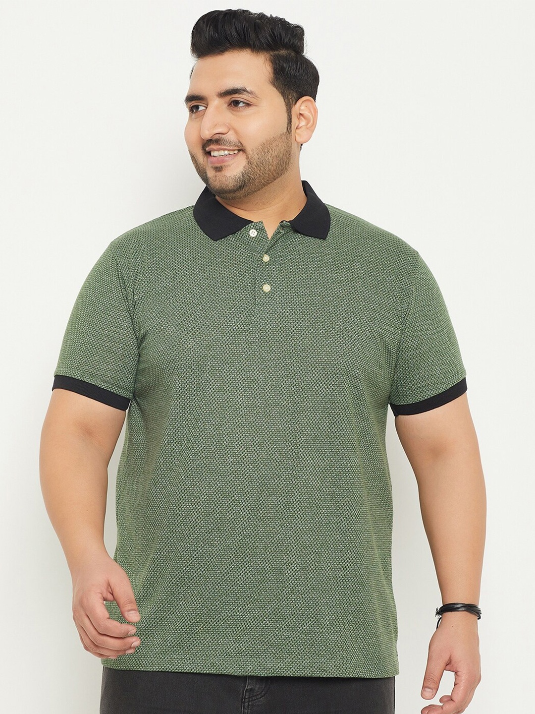 bigbanana Plus Size Self Design Polo Collar Bio Finish Cotton Regular Fit T-shirt, Green
bigbanana Plus Size Self Design Polo Collar Bio Finish Cotton Regular Fit T-shirt, Green