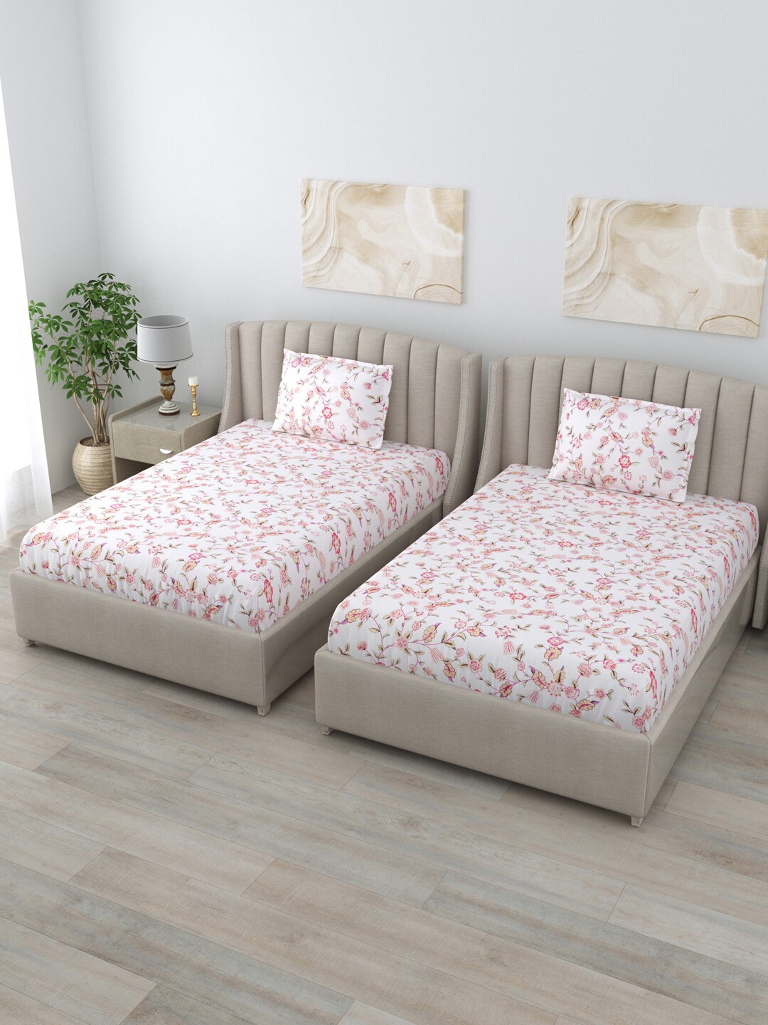 BOMBAY DYEING VINTAGE Pink Floral Cotton 180 TC 2 Single Bedsheet With 2 Pillow Covers
BOMBAY DYEING VINTAGE Pink Floral Cotton 180 TC 2 Single Bedsheet With 2 Pillow Covers