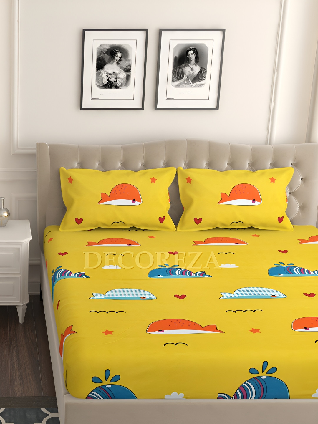 DECOREZA Yellow Floral Cotton 240 TC Double Queen Fitted Bedsheet With 2 Pillow Covers
DECOREZA Yellow Floral Cotton 240 TC Double Queen Fitted Bedsheet With 2 Pillow Covers