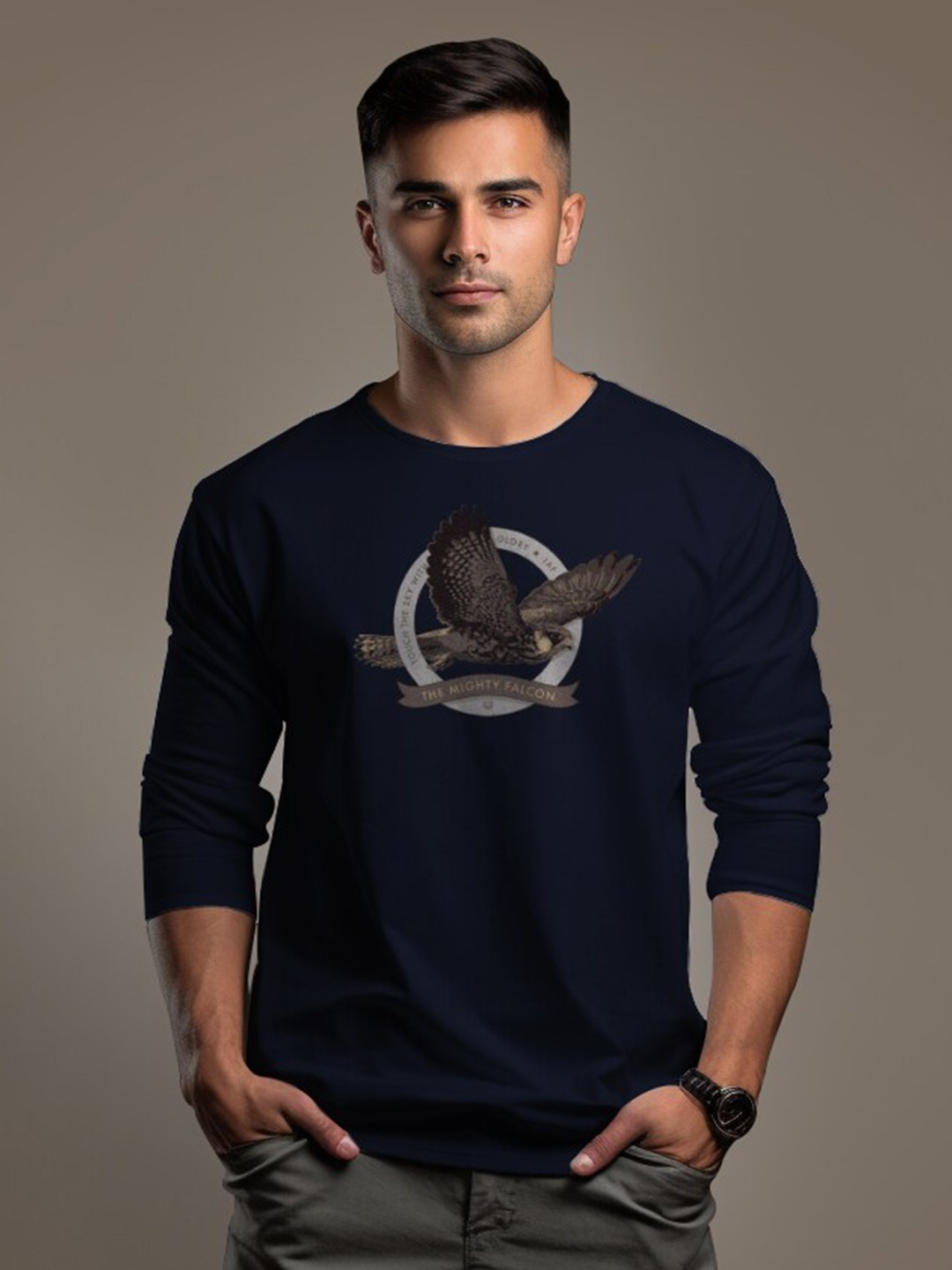 Aero Armour Unisex Graphic Printed Long Sleeves Pure Cotton T-shirt, Navy blue
Aero Armour Unisex Graphic Printed Long Sleeves Pure Cotton T-shirt, Navy blue