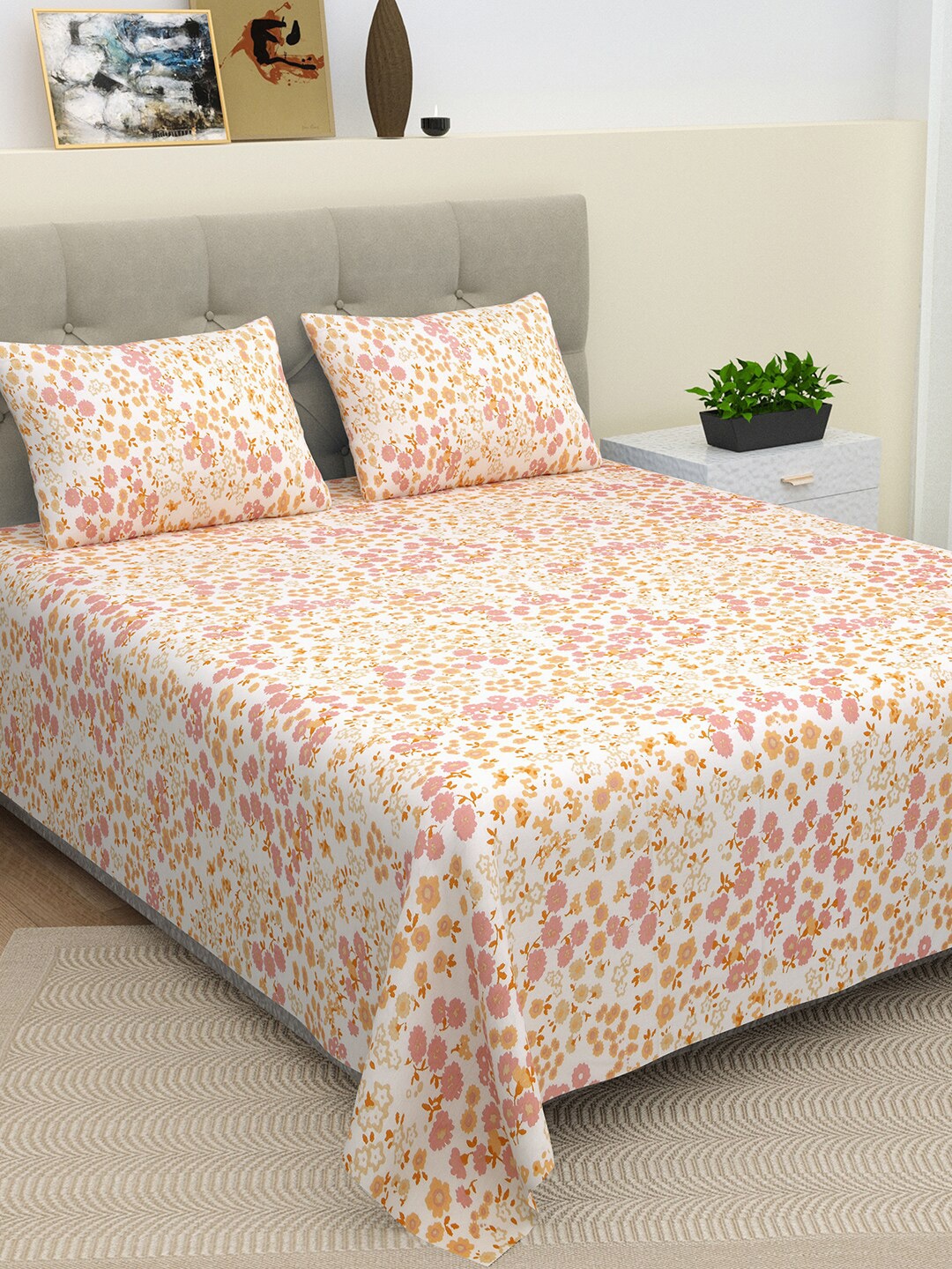 BELLA CASA Valence Pink Floral Pure Cotton 220 TC Super King Bedsheet & Pillow Covers
BELLA CASA Valence Pink Floral Pure Cotton 220 TC Super King Bedsheet & Pillow Covers