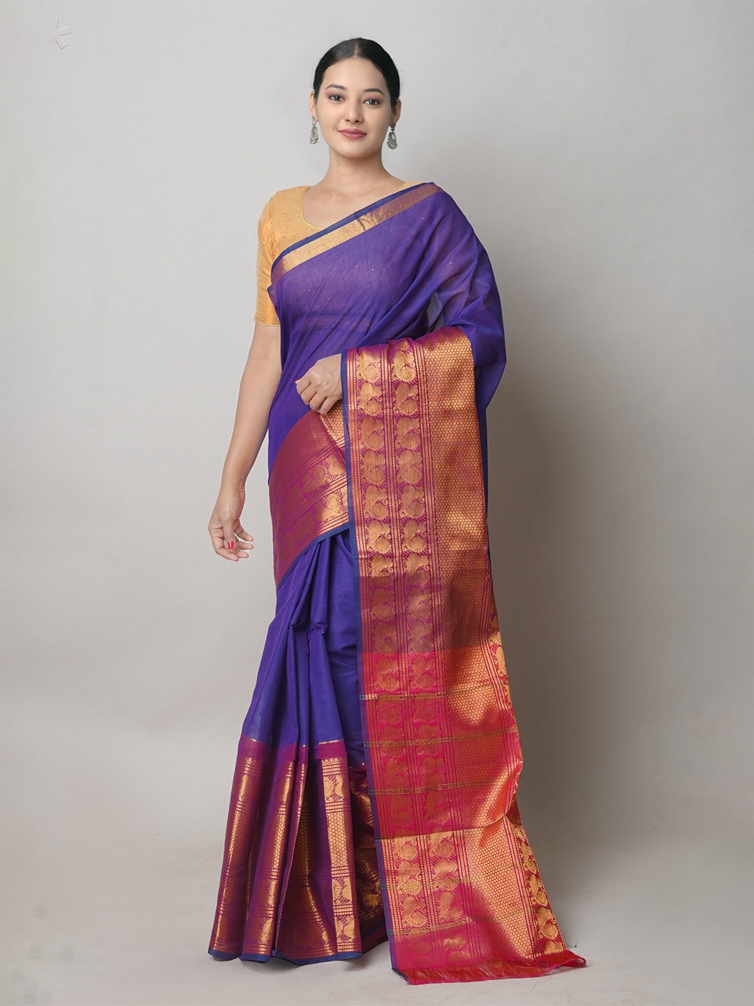 Unnati Silks Ethnic Motifs Woven Design Handloom Pure Cotton Narayan Peth Saree, Purple
Unnati Silks Ethnic Motifs Woven Design Handloom Pure Cotton Narayan Peth Saree, Purple