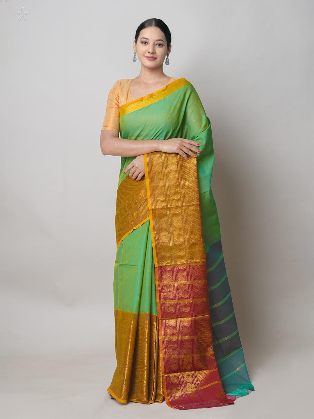 Unnati Silks Ethnic Motifs Woven Design Pure Cotton Handloom Narayan Peth Saree, Green
Unnati Silks Ethnic Motifs Woven Design Pure Cotton Handloom Narayan Peth Saree, Green