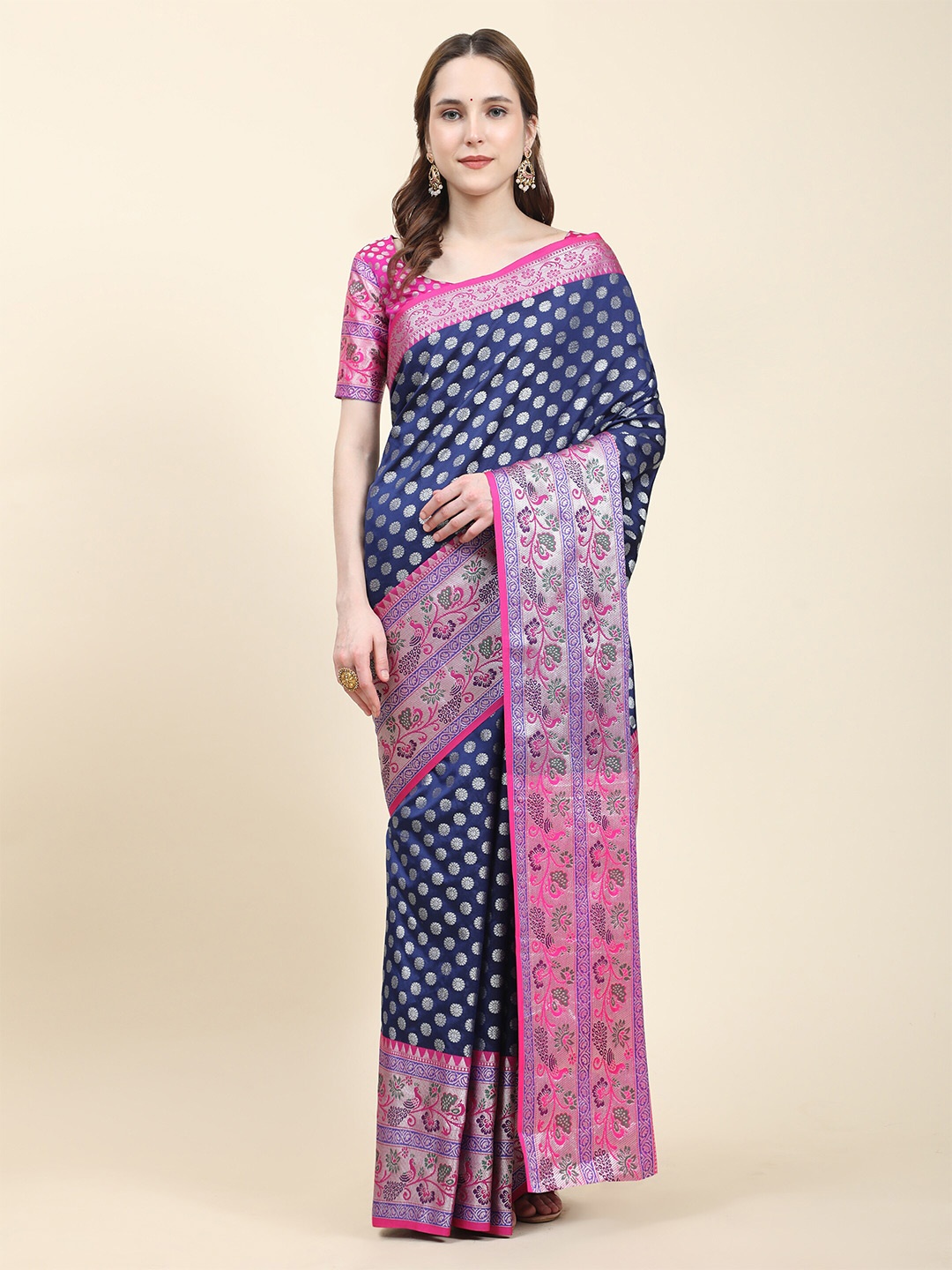 Ekta Textiles Ethnic Motifs Woven Design Zari Pure Silk Kanjeevaram Saree, Navy blue
Ekta Textiles Ethnic Motifs Woven Design Zari Pure Silk Kanjeevaram Saree, Navy blue