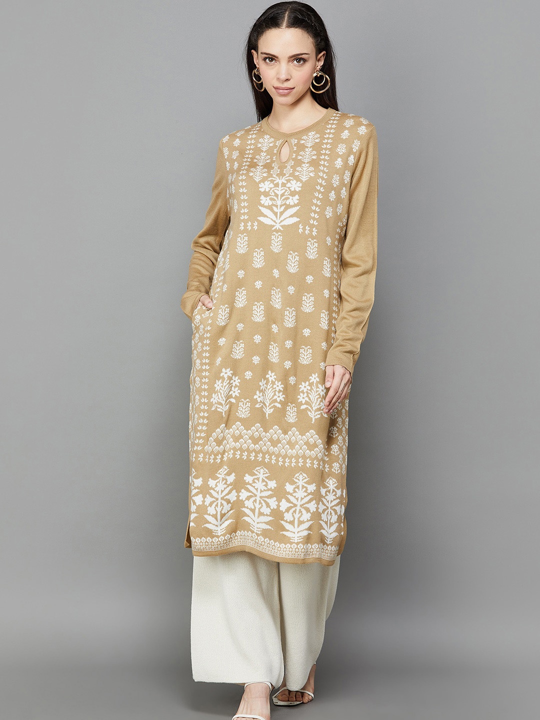 Melange by Lifestyle Ethnic Motifs Woven Design Keyhole Neck Long Sleeves Acrylic Kurta, Beige
Melange by Lifestyle Ethnic Motifs Woven Design Keyhole Neck Long Sleeves Acrylic Kurta, Beige