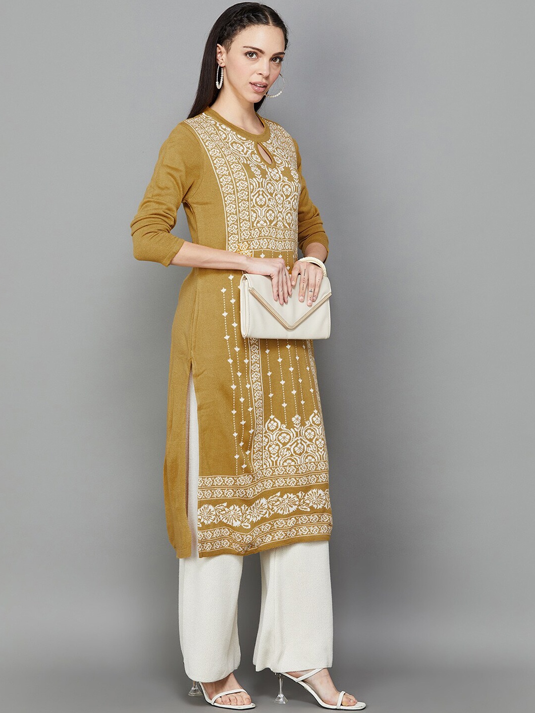 Melange by Lifestyle Ethnic Motifs Woven Design Keyhole Neck Long Sleeves Acrylic Kurta, Mustard
Melange by Lifestyle Ethnic Motifs Woven Design Keyhole Neck Long Sleeves Acrylic Kurta, Mustard