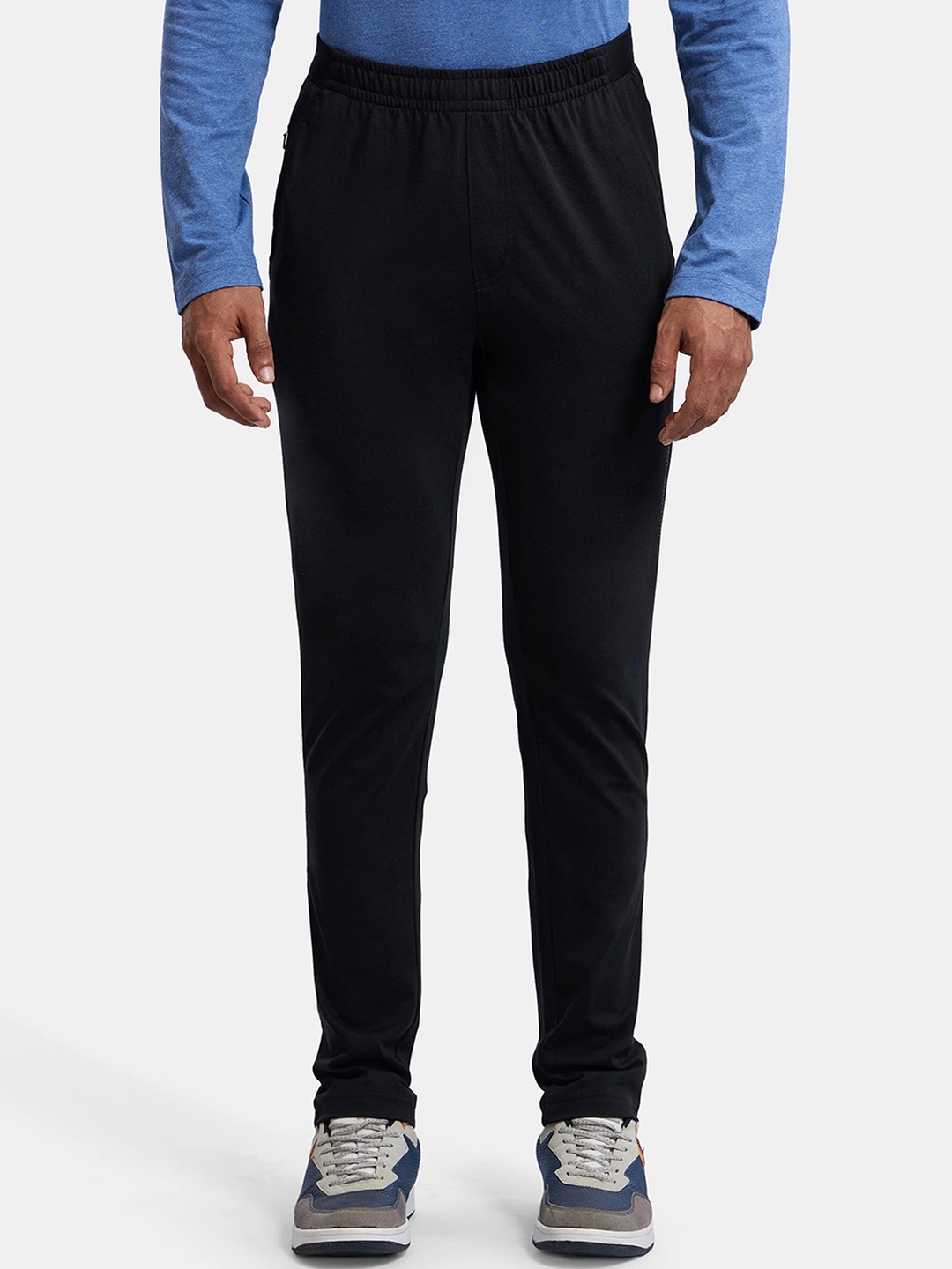 Jockey Combed Cotton Rich Slim Fit Trackpants with Side and Zipper Media Pockets -AM49, Black
Jockey Combed Cotton Rich Slim Fit Trackpants with Side and Zipper Media Pockets -AM49, Black
