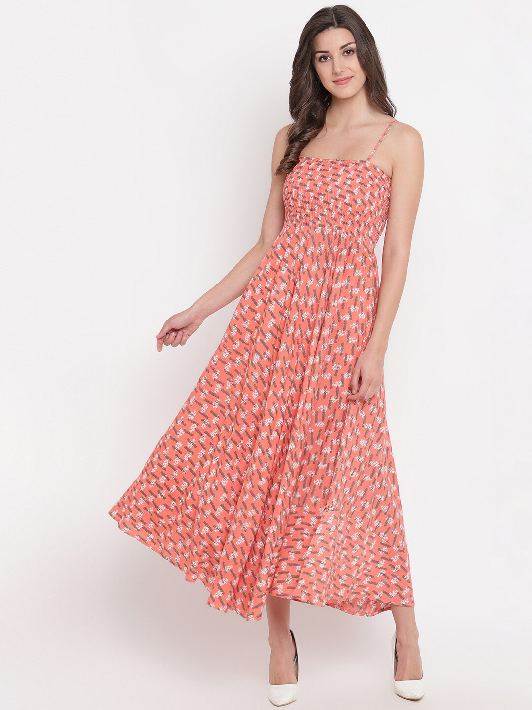 BAESD Floral Printed Shoulder Straps Smocked Detailed Cotton Fit & Flare Dress, Peach
BAESD Floral Printed Shoulder Straps Smocked Detailed Cotton Fit & Flare Dress, Peach