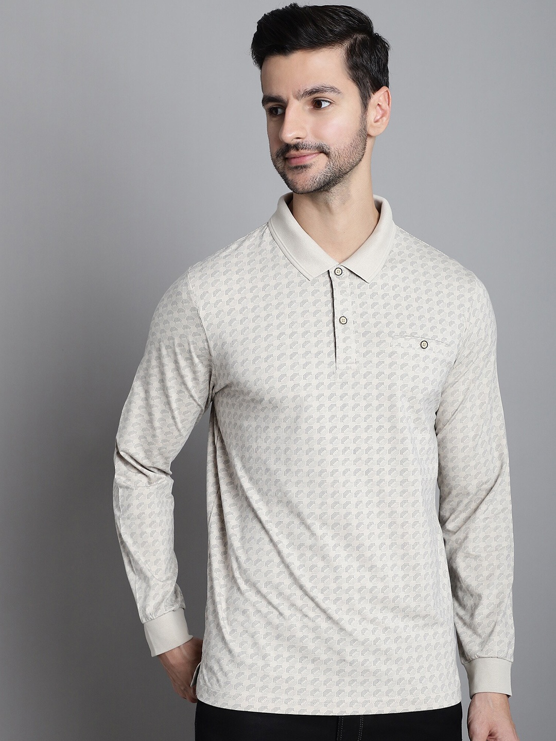CONFIDENCE Geometric Printed Polo Collar Long Sleeves Pockets Cotton Slim Fit T-shirt, Grey
CONFIDENCE Geometric Printed Polo Collar Long Sleeves Pockets Cotton Slim Fit T-shirt, Grey