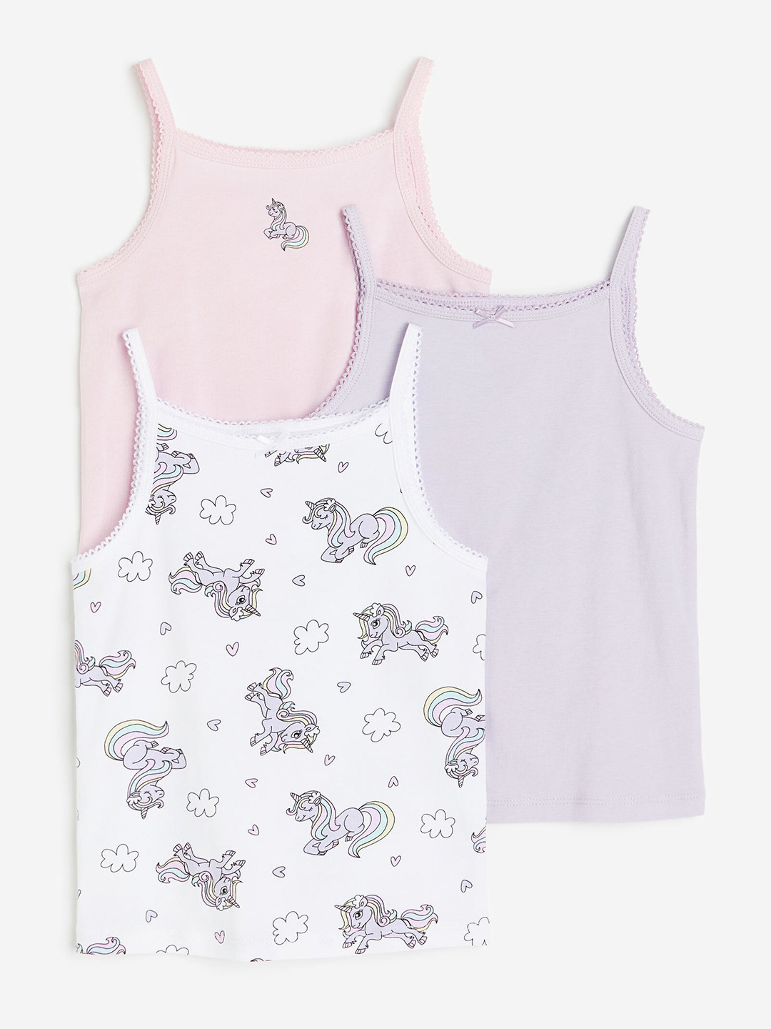 H&M Girls Pack of 3 Jersey Vest Tops, Purple 
H&M Girls Pack of 3 Jersey Vest Tops, Purple