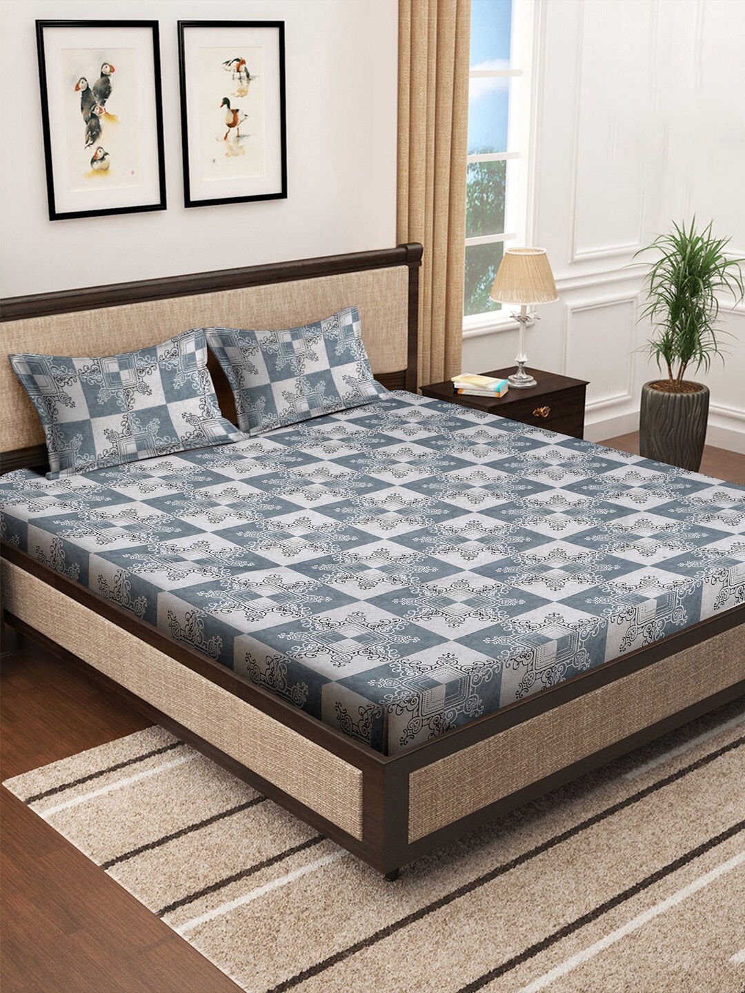 KLOTTHE Grey Floral Printed 400 TC Pure Cotton Super King Double Bed Bedsheet Set
KLOTTHE Grey Floral Printed 400 TC Pure Cotton Super King Double Bed Bedsheet Set
