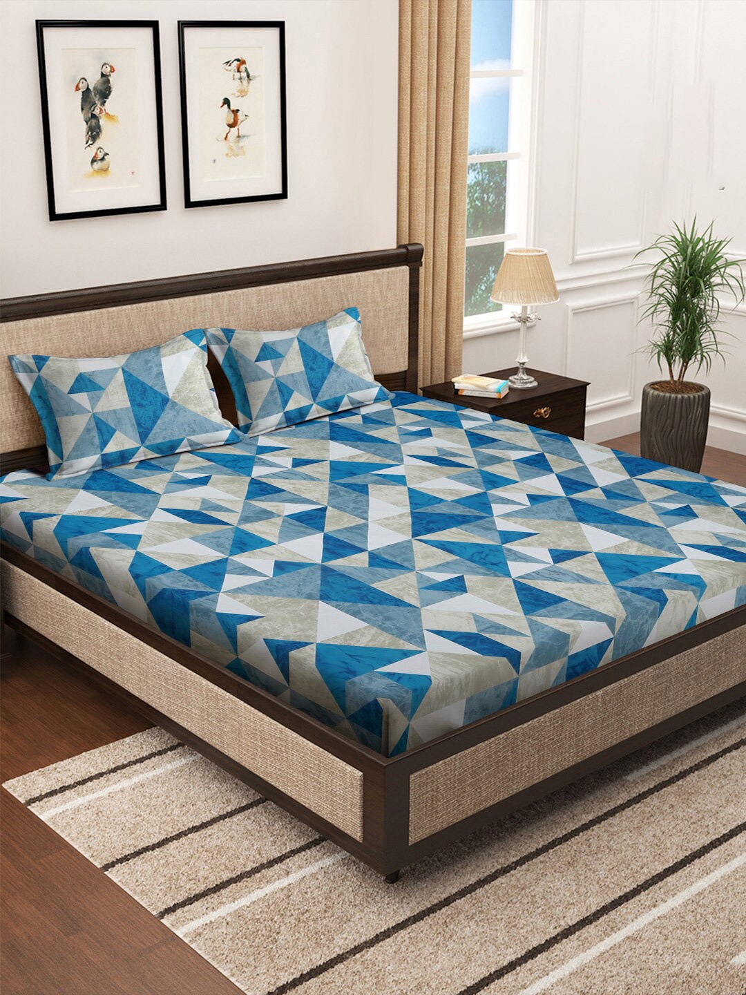 KLOTTHE Printed Fitted 400 TC Pure Cotton Super King Double Bedsheet and 2 pillow covers, Blue
KLOTTHE Printed Fitted 400 TC Pure Cotton Super King Double Bedsheet and 2 pillow covers, Blue