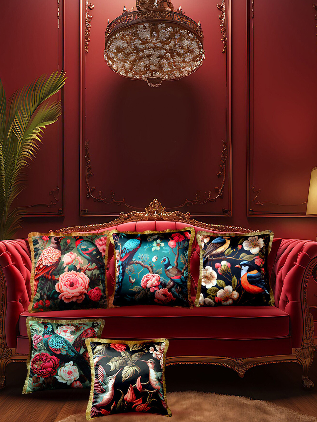 THE WHITE INK DECOR Tropical Elegance Red 5 Pieces Self Design Square Cushion Covers
THE WHITE INK DECOR Tropical Elegance Red 5 Pieces Self Design Square Cushion Covers