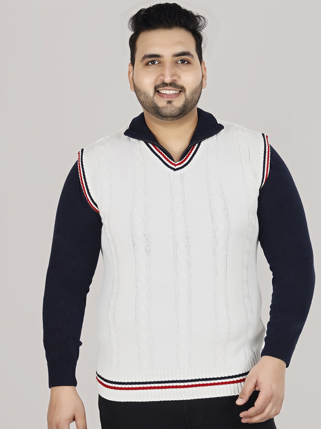 Sztori Plus Size Cable Knit Self Design V-Neck Sleeveless Acrylic Pullover Sweater, White
Sztori Plus Size Cable Knit Self Design V-Neck Sleeveless Acrylic Pullover Sweater, White