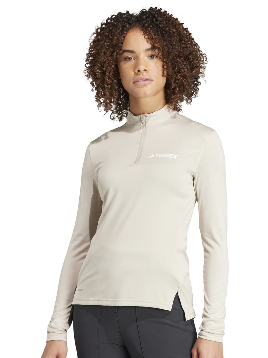 ADIDAS W Mt Half Zi Ls Slim Fit Brand Logo Printed Mock Collar Training T-shirt, Beige
ADIDAS W Mt Half Zi Ls Slim Fit Brand Logo Printed Mock Collar Training T-shirt, Beige
