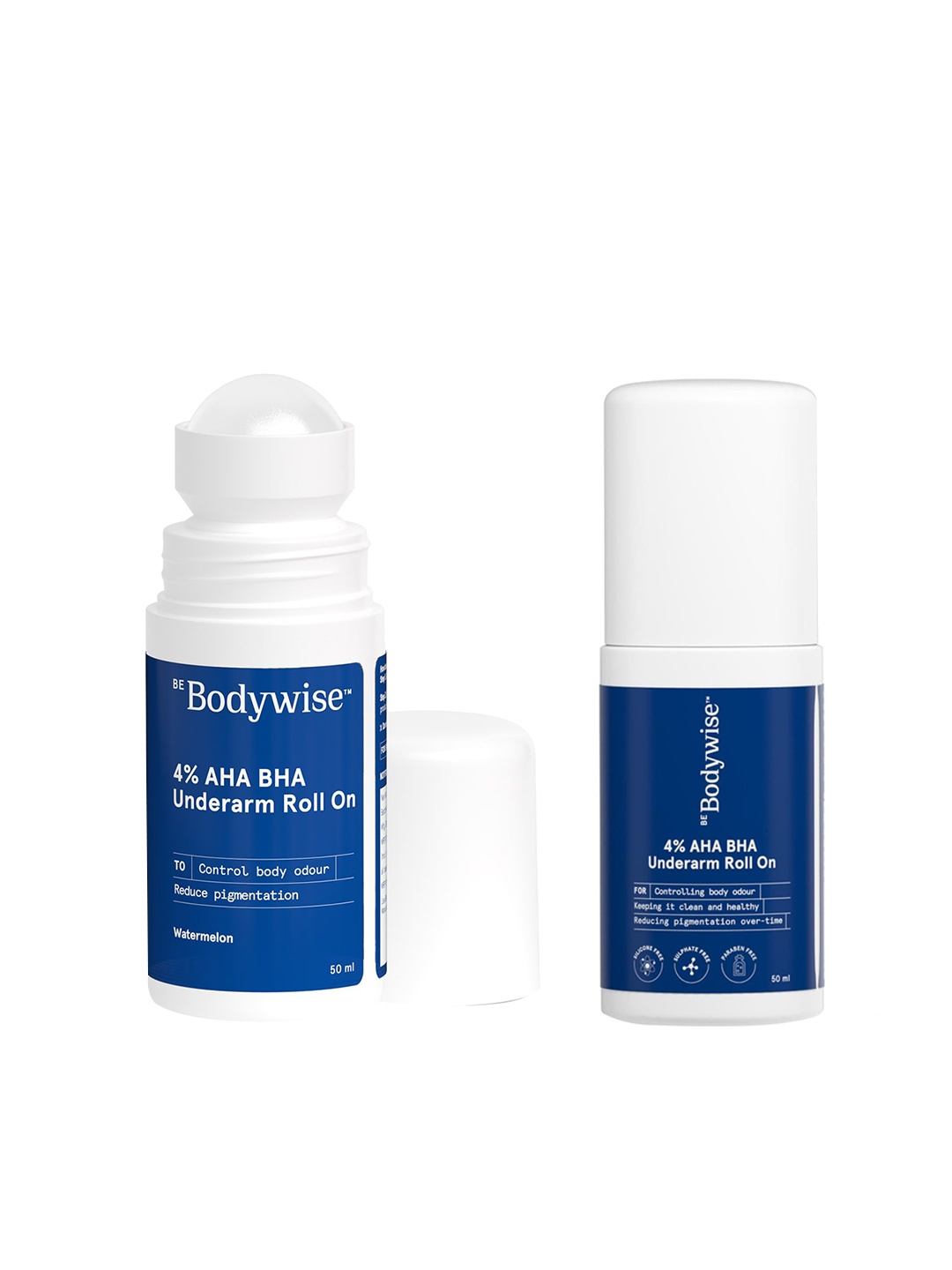 Be Bodywise Set Of 2 Body Odour Control 4% AHA BHA Underarm Roll Ons - 50ml Each, Blue
Be Bodywise Set Of 2 Body Odour Control 4% AHA BHA Underarm Roll Ons - 50ml Each, Blue