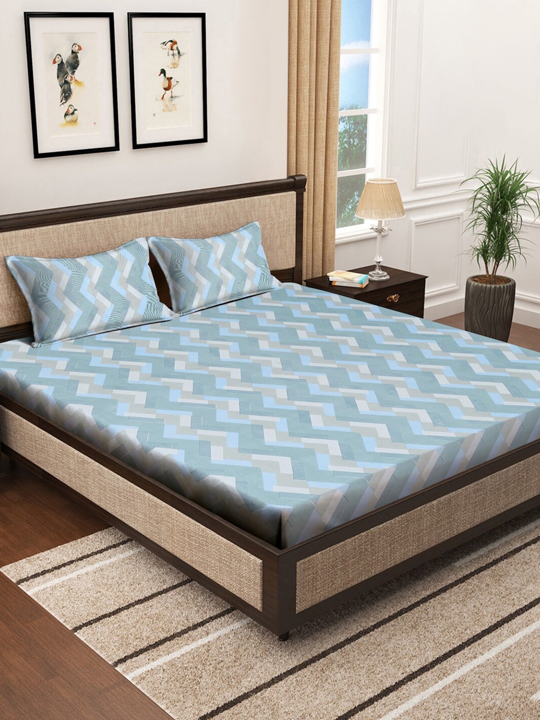 KLOTTHE Blue Printed 400 TC Cotton 130 GSM Double King Bed Bedsheet With 2 Pillow Cover
KLOTTHE Blue Printed 400 TC Cotton 130 GSM Double King Bed Bedsheet With 2 Pillow Cover