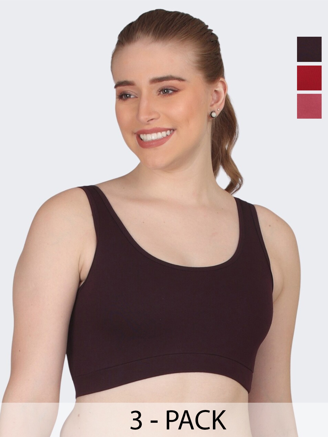 POOJA RAGENEE Pack Of 3 Full Coverage Cotton Sports Bras With All Day Comfort, Burgundy
POOJA RAGENEE Pack Of 3 Full Coverage Cotton Sports Bras With All Day Comfort, Burgundy