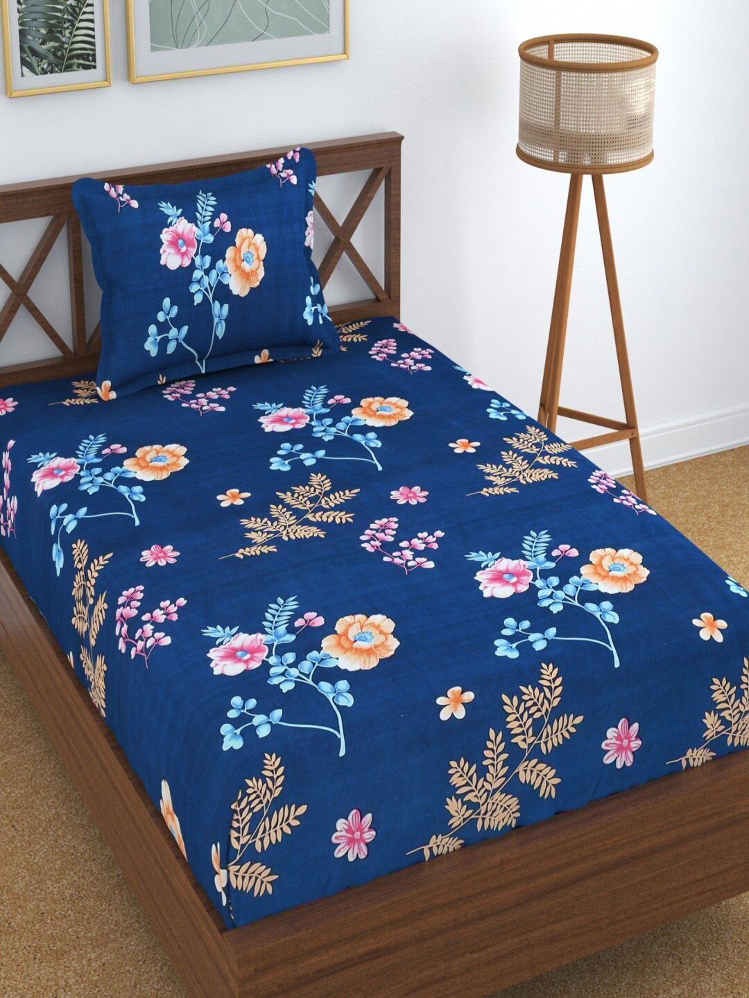 Aura Blue Floral 180 TC Single Bedsheet with Pillow Cover
Aura Blue Floral 180 TC Single Bedsheet with Pillow Cover