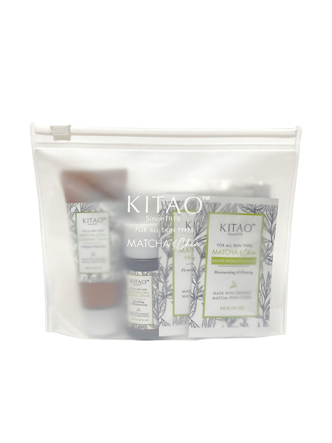 Kitao Matcha & Chia 5-Pcs Cleansing Cream-Enzyme Powder-Lotion-Facial Cream & Mask Combo, White
Kitao Matcha & Chia 5-Pcs Cleansing Cream-Enzyme Powder-Lotion-Facial Cream & Mask Combo, White