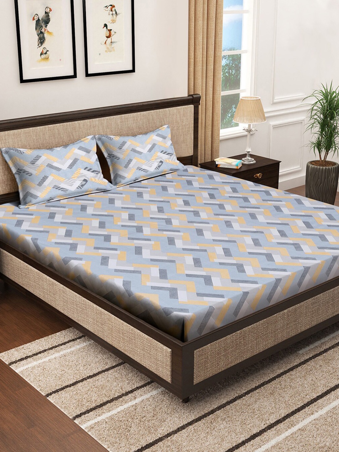 KLOTTHE Grey Geometric Printed Pure Cotton 400 TC King Bedsheet With 2 Pillow Covers
KLOTTHE Grey Geometric Printed Pure Cotton 400 TC King Bedsheet With 2 Pillow Covers