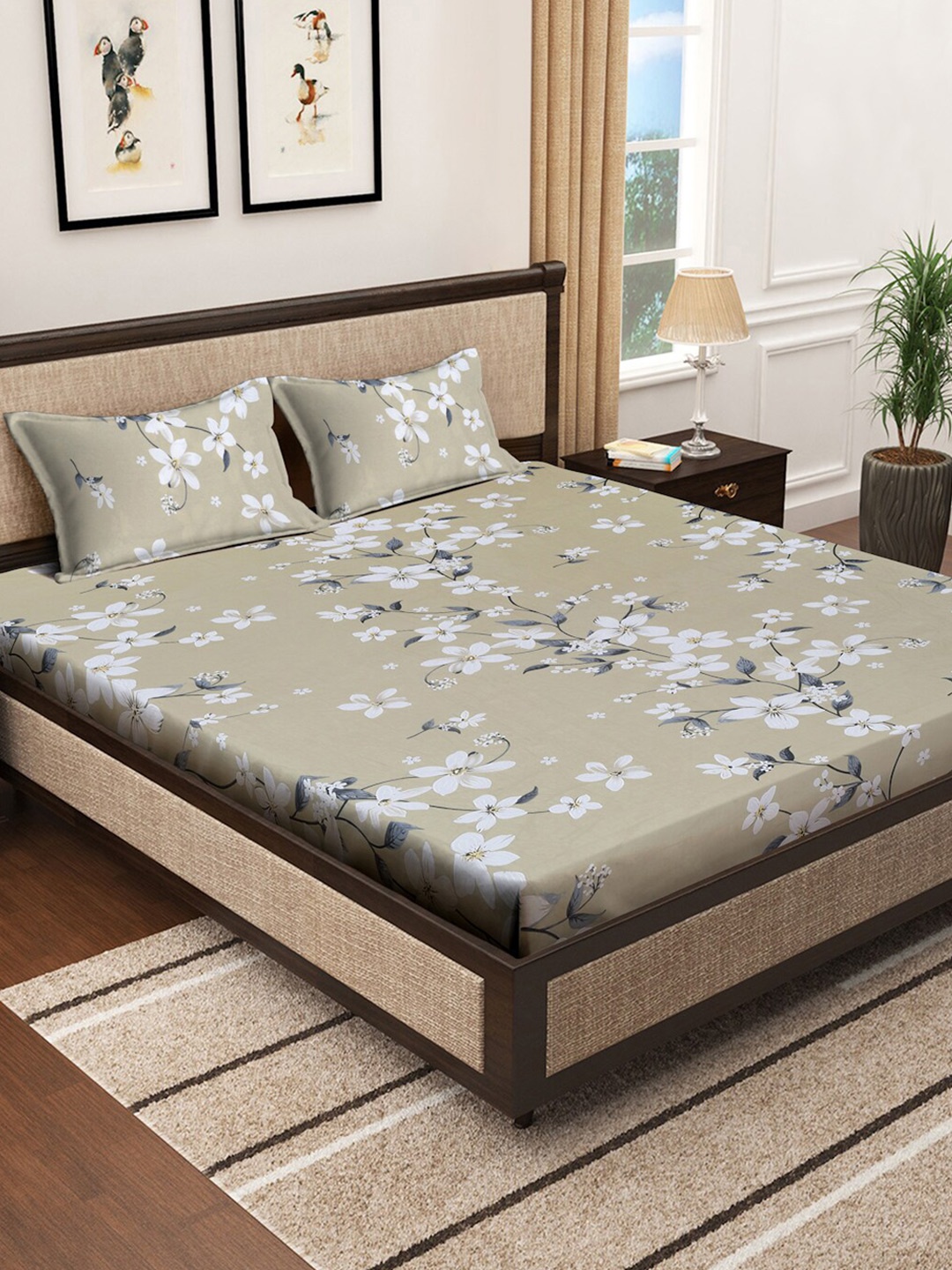 KLOTTHE Beige & White Printed 400TC Pure Cotton Fitted King Bedsheets With 2 Pillow Covers
KLOTTHE Beige & White Printed 400TC Pure Cotton Fitted King Bedsheets With 2 Pillow Covers