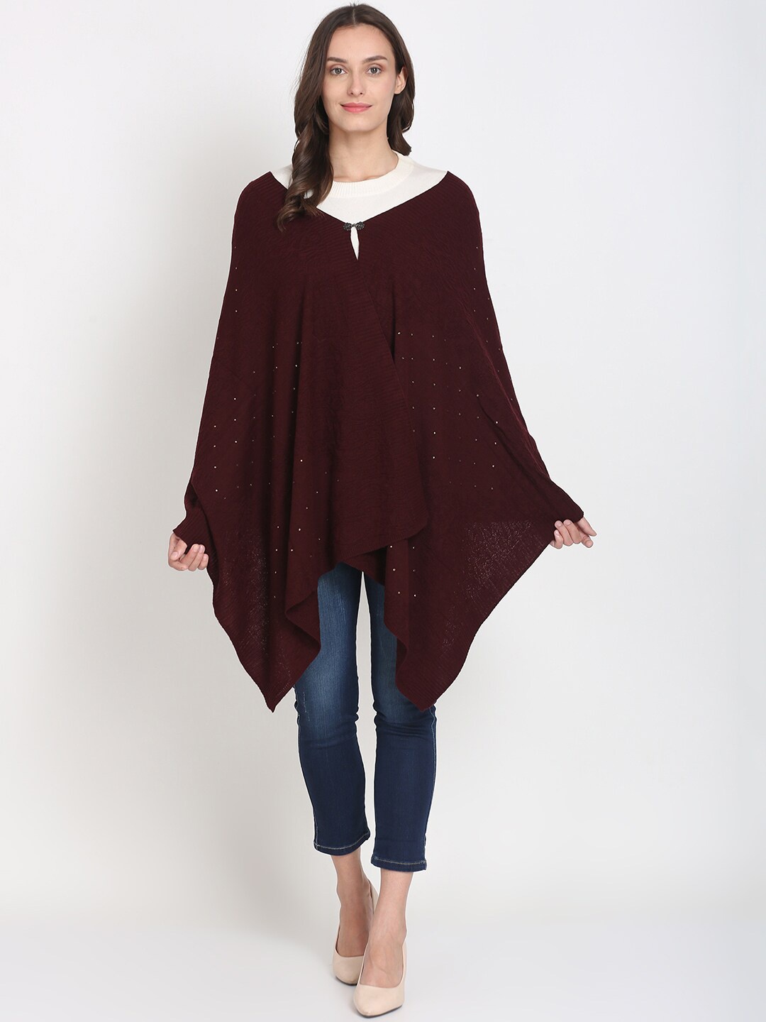 Knitstudio Stones Detail Knitted Shawl, Brown