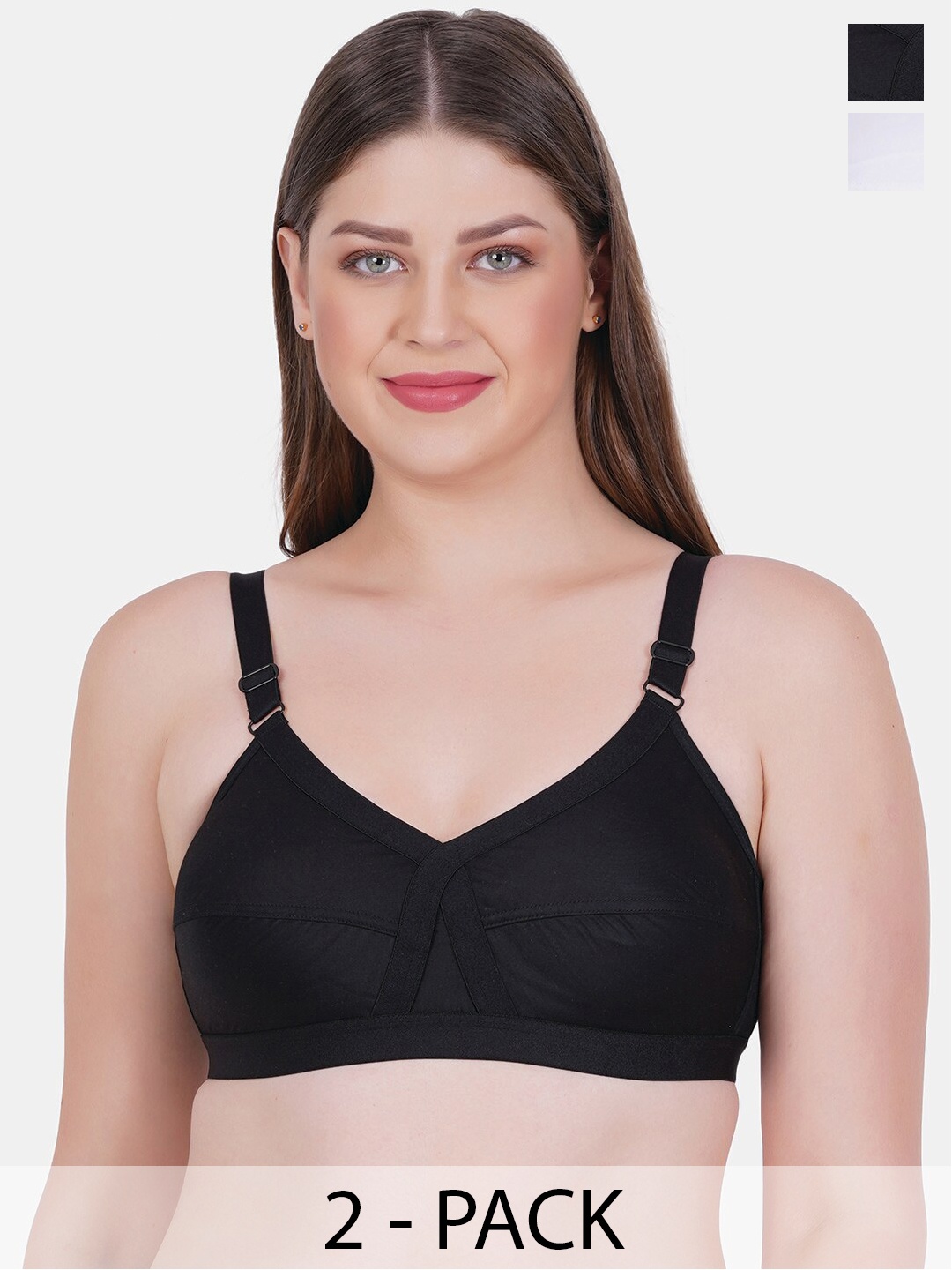 Reveira Pack Of 2 Medium Coverage Non Padded Everyday Bra With All Day Comfort, Black
Reveira Pack Of 2 Medium Coverage Non Padded Everyday Bra With All Day Comfort, Black
