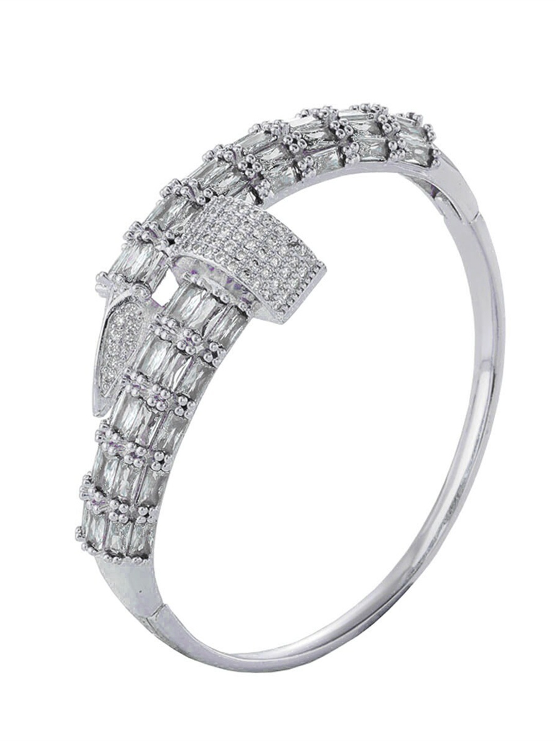 ZIVOM Women Silver-Toned & Silver-Toned Brass Cubic Zirconia Silver-Plated Kada Bracelet
ZIVOM Women Silver-Toned & Silver-Toned Brass Cubic Zirconia Silver-Plated Kada Bracelet