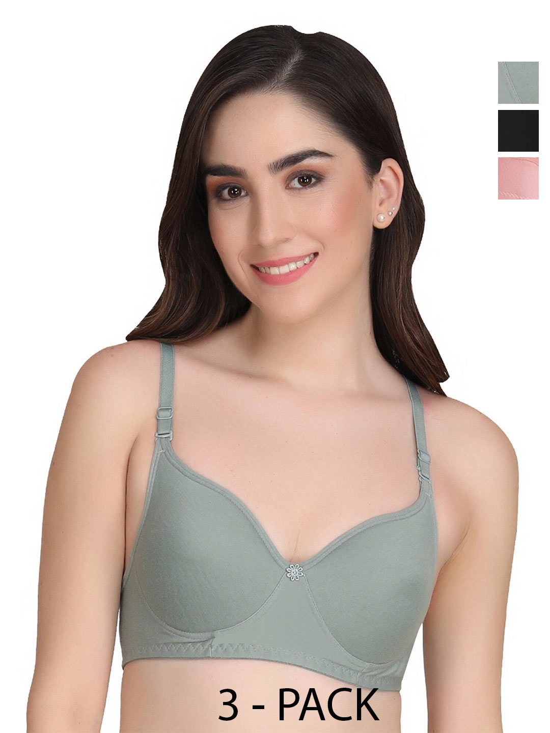 Liigne Pack Of 3 Full Coverage Lightly Padded Seamless Everyday Bra With All Day Comfort, Pink
Liigne Pack Of 3 Full Coverage Lightly Padded Seamless Everyday Bra With All Day Comfort, Pink