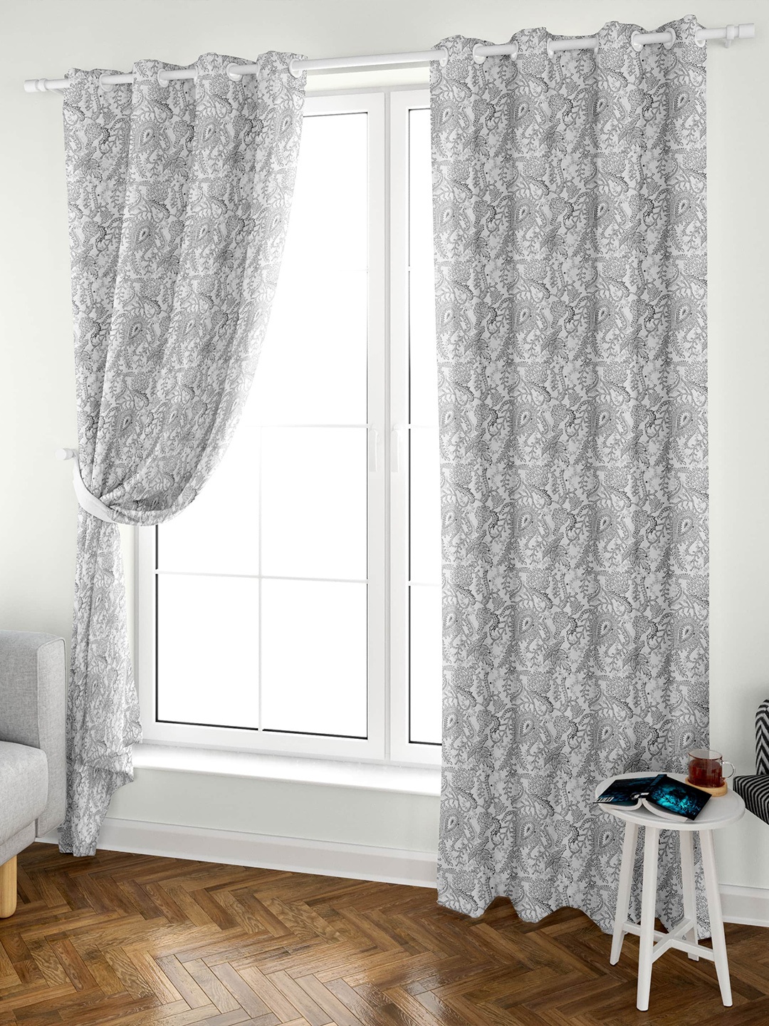 Aura Block Printed White Grey 2 Pieces Ethnic Motifs Cotton Eyelet Door Curtains
Aura Block Printed White Grey 2 Pieces Ethnic Motifs Cotton Eyelet Door Curtains