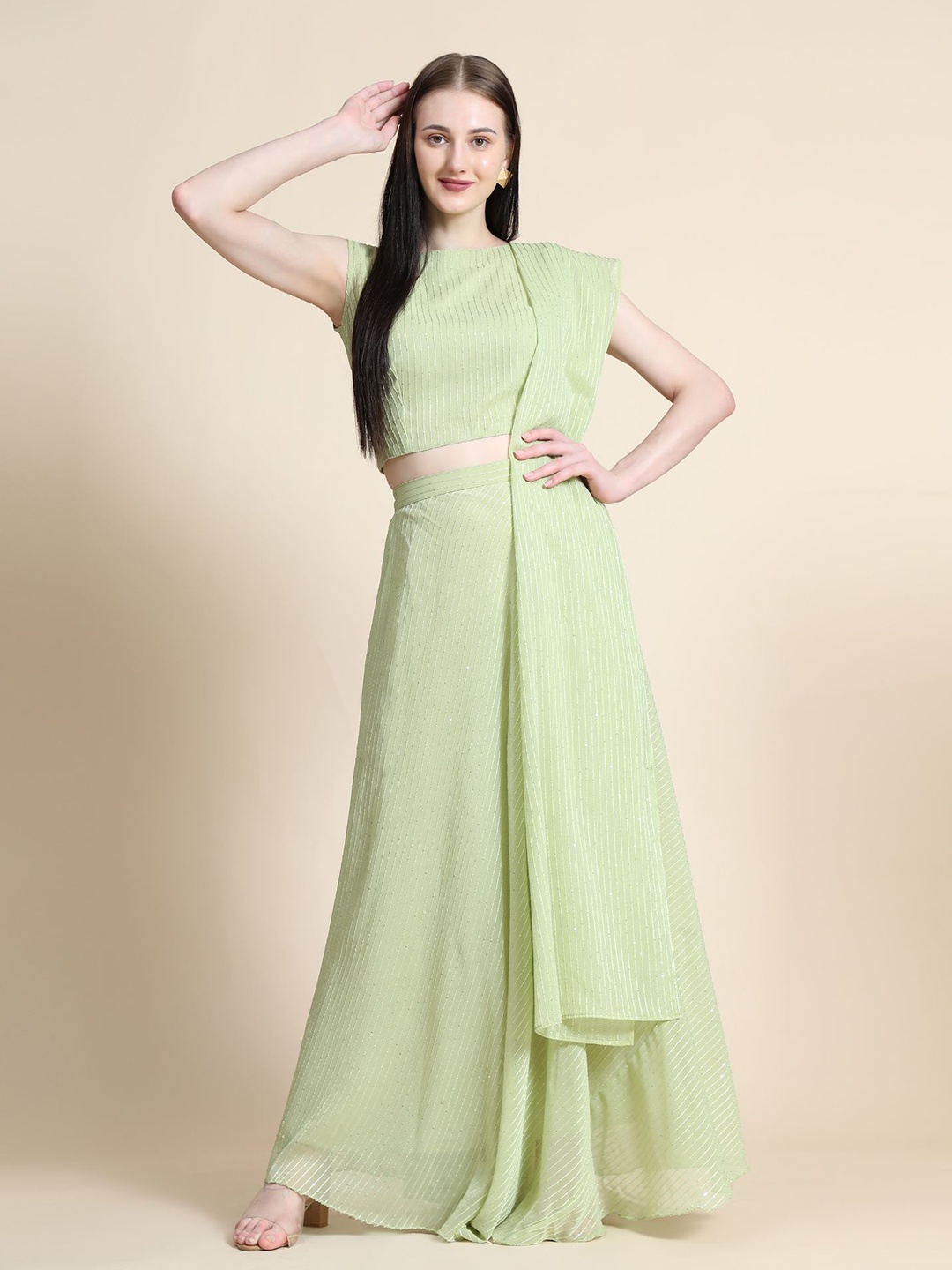 Rudraaksha Creations Embroidered Sequinned Ready to Wear Lehenga & Blouse With Dupatta, Green
Rudraaksha Creations Embroidered Sequinned Ready to Wear Lehenga & Blouse With Dupatta, Green