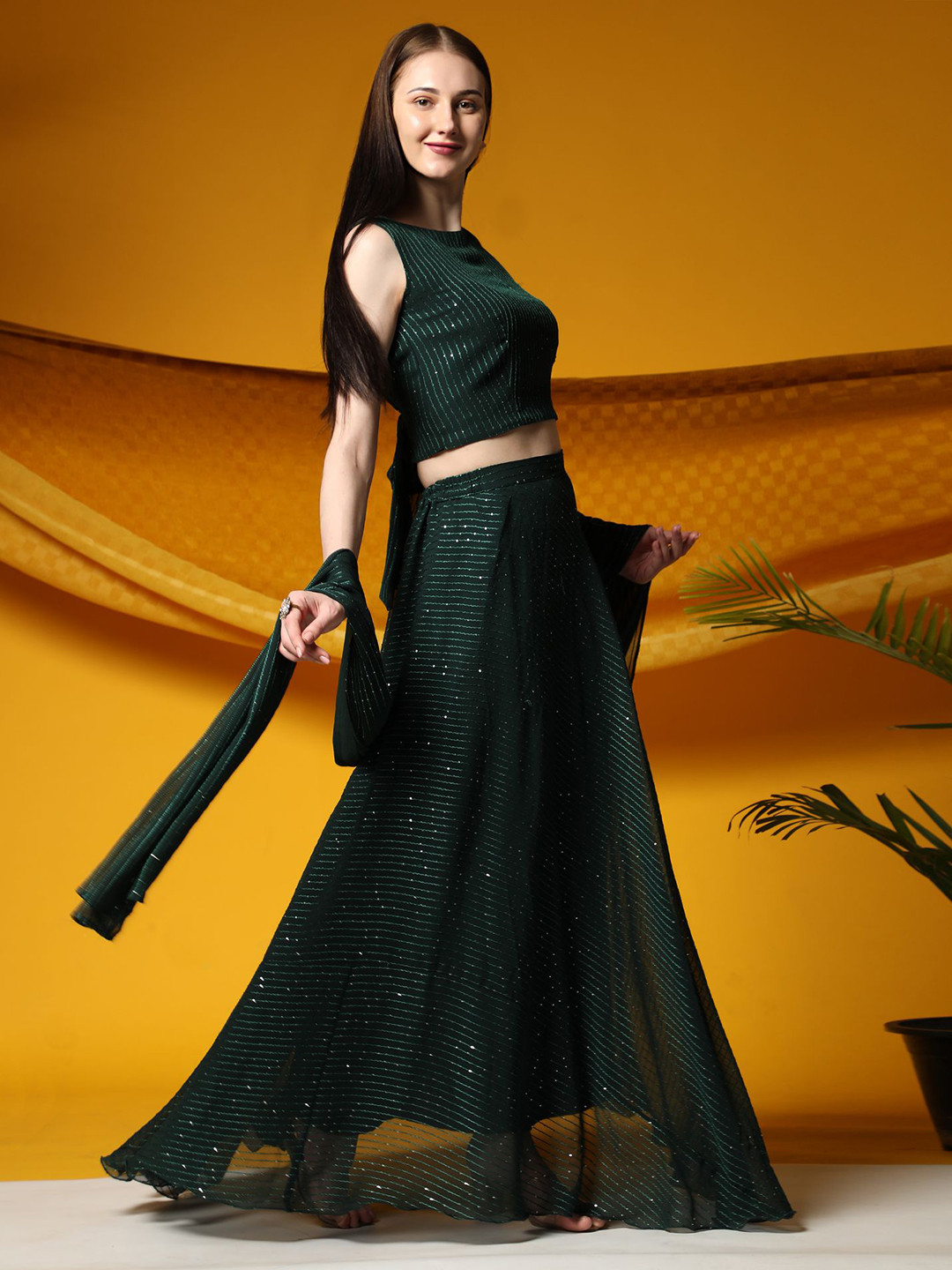 Rudraaksha Creations Embellished Boat Neck Ready to Wear Lehenga & Blouse With Dupatta, Green
Rudraaksha Creations Embellished Boat Neck Ready to Wear Lehenga & Blouse With Dupatta, Green