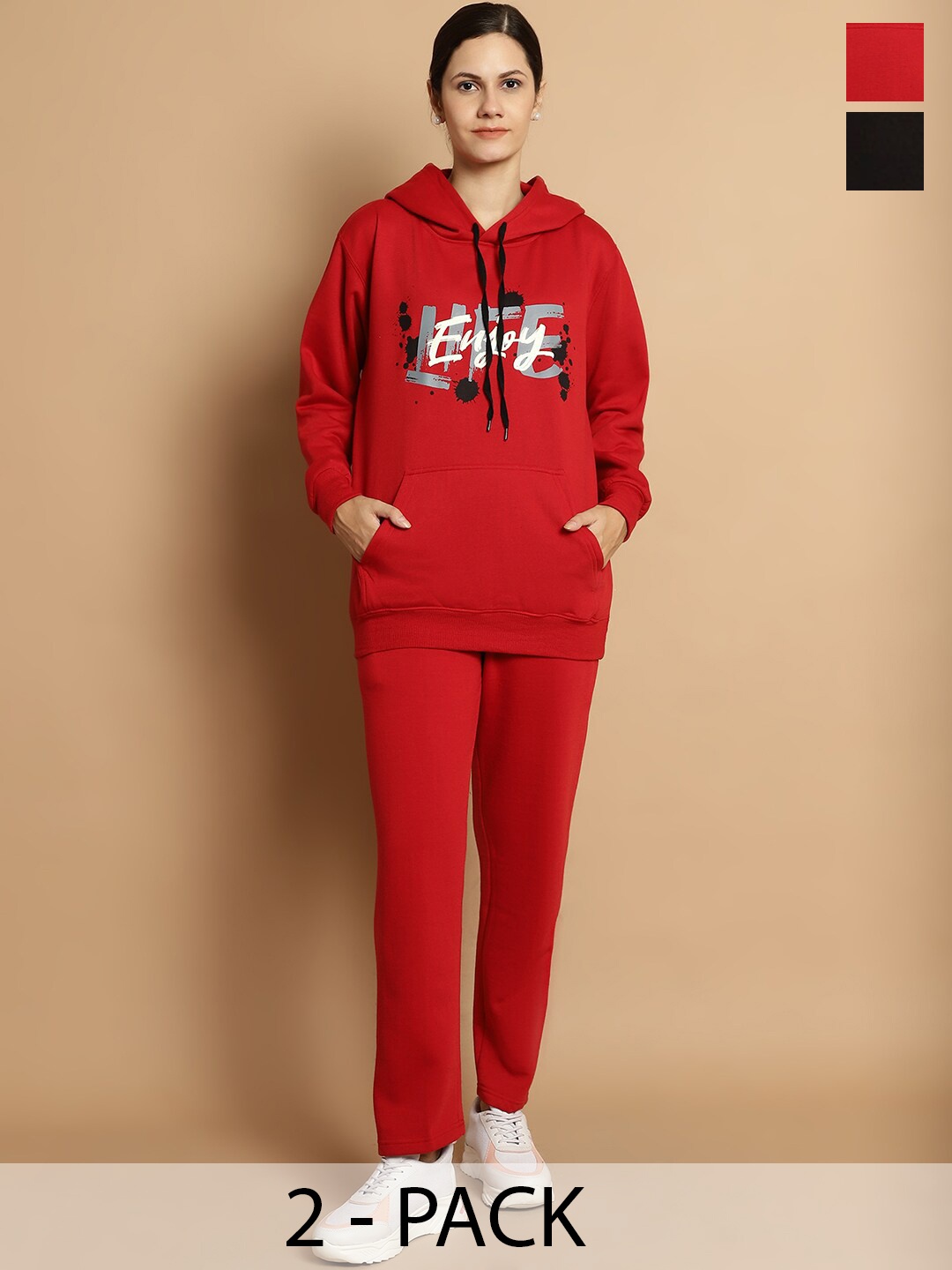 VIMAL JONNEY Pack of 2 Typography Printed Hooded Fleece & Cotton Tracksuits, Maroon
VIMAL JONNEY Pack of 2 Typography Printed Hooded Fleece & Cotton Tracksuits, Maroon