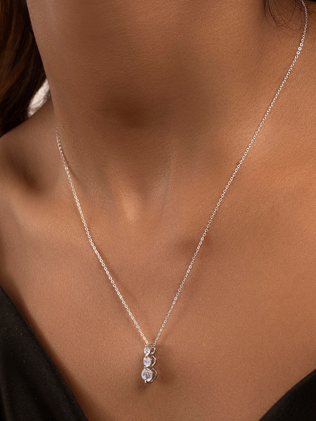 March by FableStreet Rhodium-Plated Contemporary-Shaped CZ- Stone Studded Pendants Chains, Silver
March by FableStreet Rhodium-Plated Contemporary-Shaped CZ- Stone Studded Pendants Chains, Silver