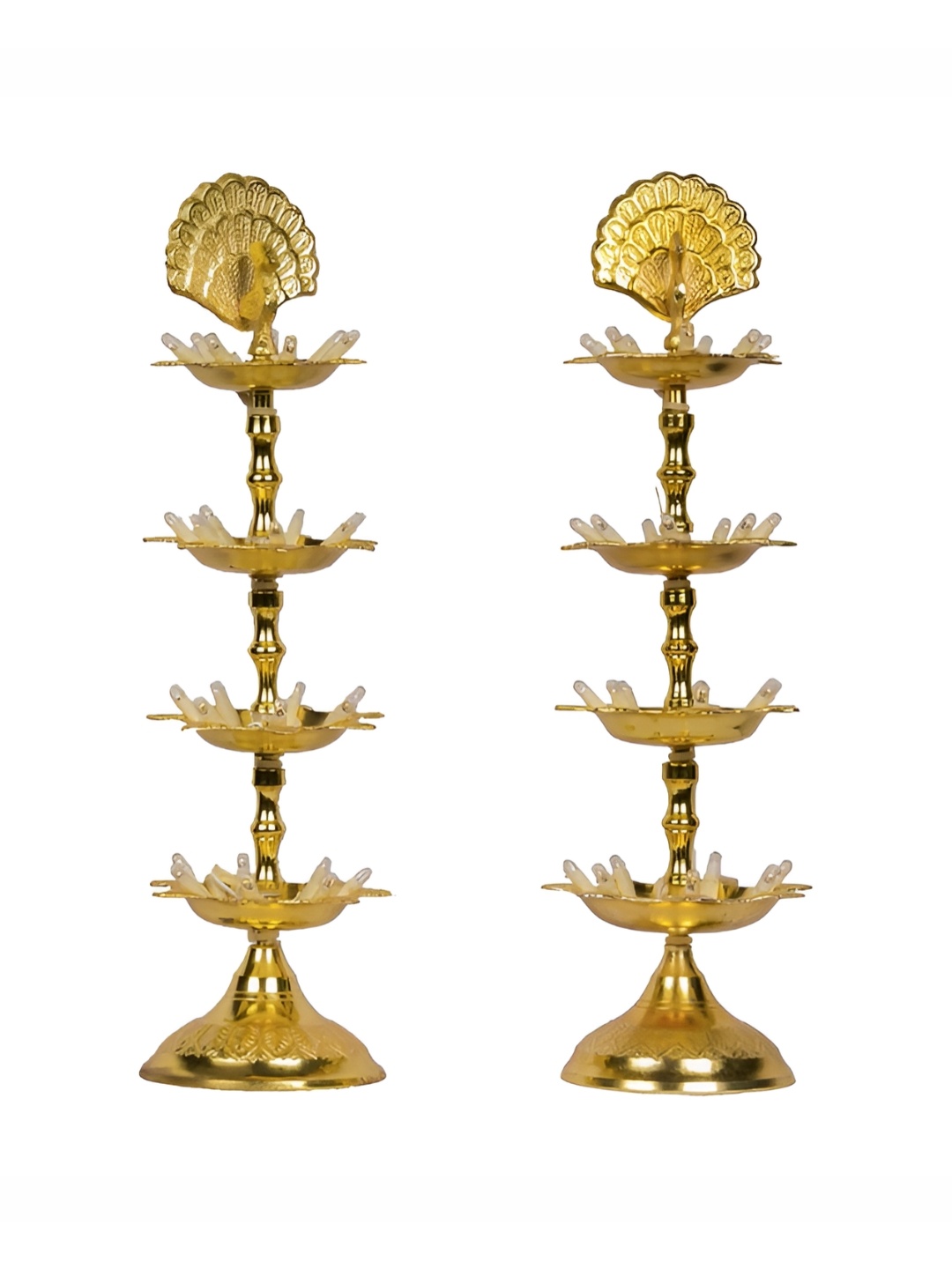 Bhimonee Decor Gold-Toned 2 Pcs Shanku Chakra Design Brass LED Light Electric Pooja Diyas
Bhimonee Decor Gold-Toned 2 Pcs Shanku Chakra Design Brass LED Light Electric Pooja Diyas