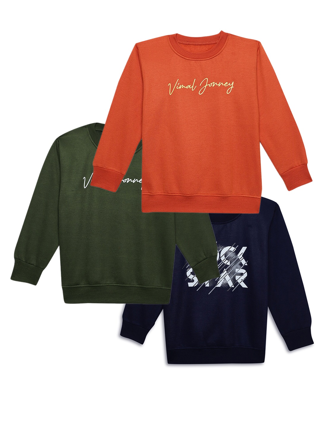 VIMAL JONNEY Kids Pack Of 3 Typography Printed Cotton Fleece Pullover Sweatshirts, Orange
VIMAL JONNEY Kids Pack Of 3 Typography Printed Cotton Fleece Pullover Sweatshirts, Orange