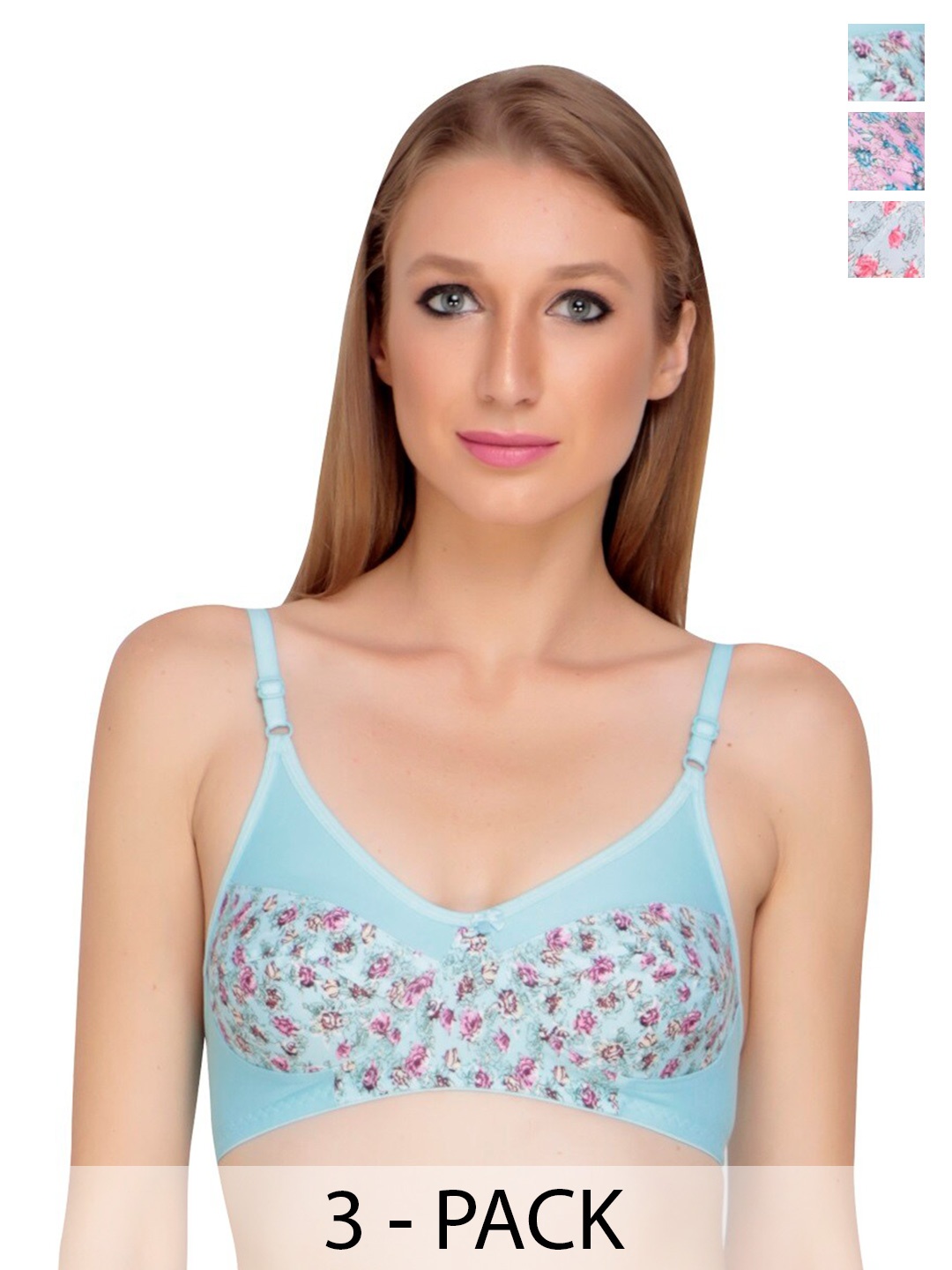 Liigne Pack Of 3 Printed Non Wired Lightly Padded Everyday Bra With All Day Comfort, Pink
Liigne Pack Of 3 Printed Non Wired Lightly Padded Everyday Bra With All Day Comfort, Pink