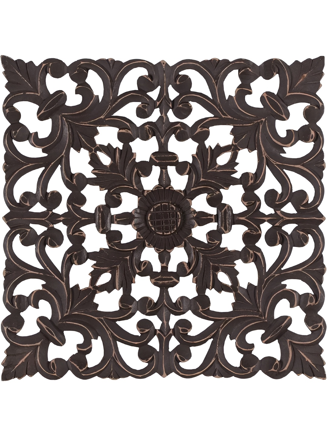 Duadecor Brown 1 Piece Textured Wooden Wall Decor