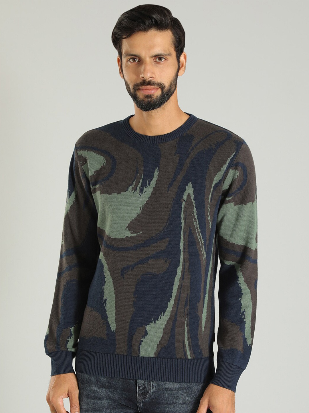Indian Terrain Abstract Printed Long Sleeves Pure Cotton Pullover Sweater, Navy blue
Indian Terrain Abstract Printed Long Sleeves Pure Cotton Pullover Sweater, Navy blue