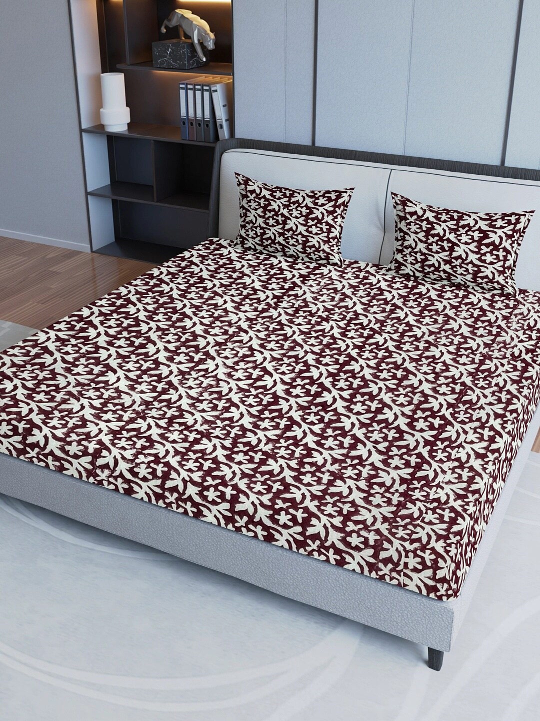 Aura Maroon Ethnic Motifs Pure Cotton Fitted 200 TC Queen Bedsheet with 2 Pillow Covers
Aura Maroon Ethnic Motifs Pure Cotton Fitted 200 TC Queen Bedsheet with 2 Pillow Covers