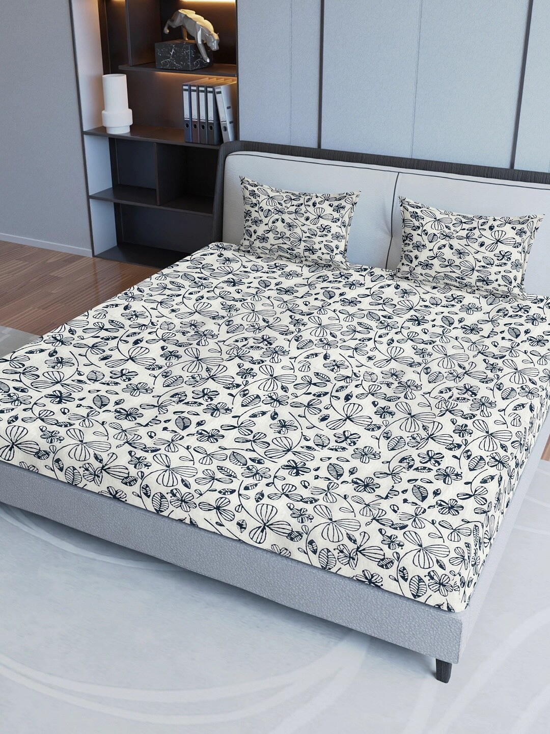 Aura Beige & Blue Ethnic Motifs Pure Cotton 200 TC Queen Bedsheet with 2 Pillow Covers
Aura Beige & Blue Ethnic Motifs Pure Cotton 200 TC Queen Bedsheet with 2 Pillow Covers